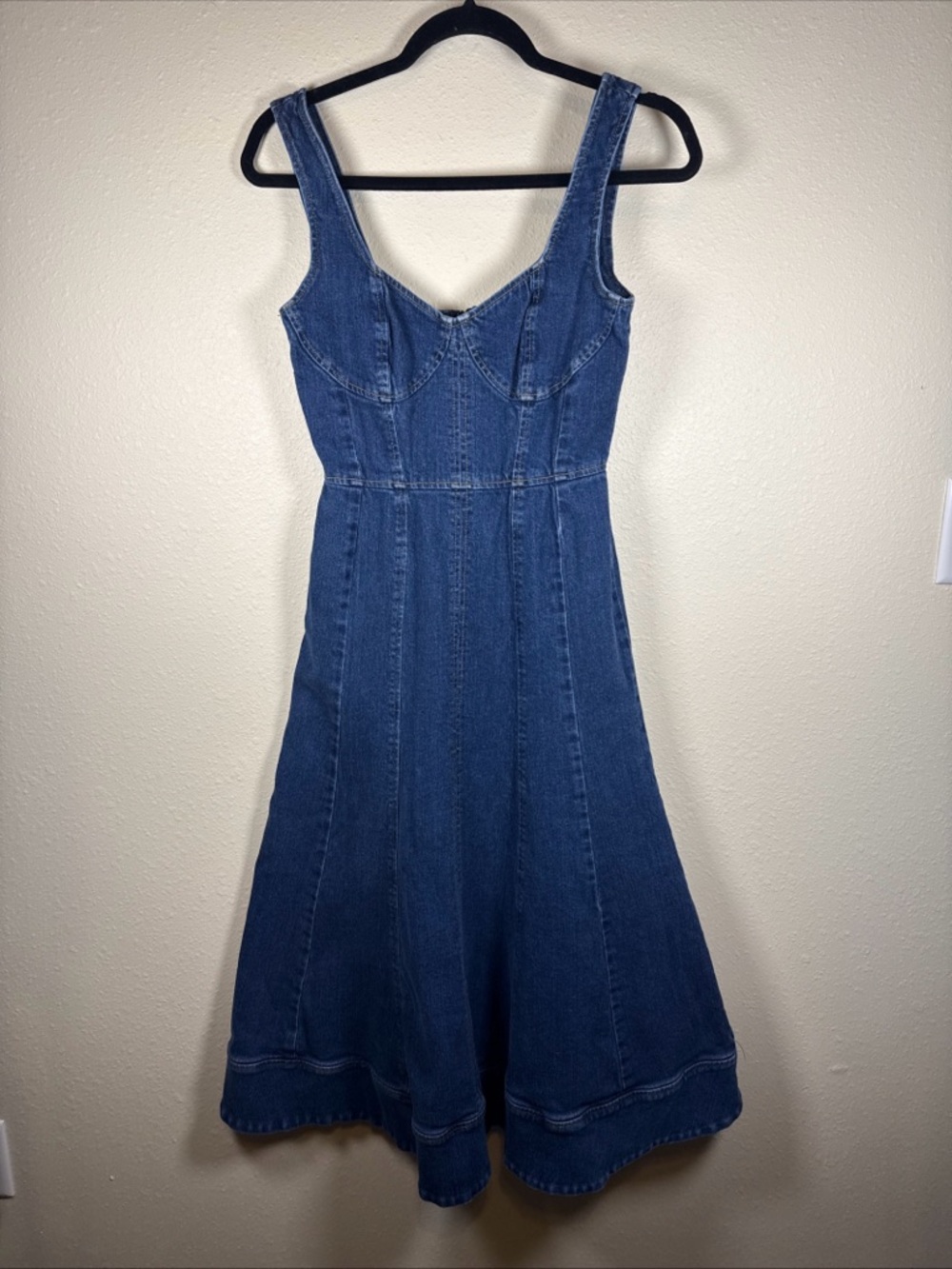 Jason Wu Fit and Flare Denim Midi Dress Sweetheart Neckline Size 0 Western Rodeo - Picture 5 of 12